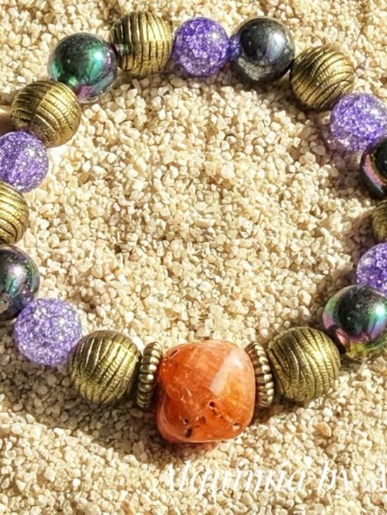 Alquimia Jewelry - EARTHY CARNELIAN + Vintage style bronze statement bracelet